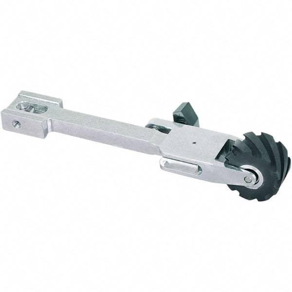 Dynabrade - 1-1/4" Wide Contact Arm - 72" Belt Length x 1-1/4" Belt Width, Serrated, Urethane, 70" Contact Wheel Diam - Apex Tool & Supply