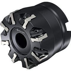 Walter - 12 Inserts, 80mm Cut Diam, 27mm Arbor Diam, Indexable Square-Shoulder Face Mill - 0° Lead Angle, 50mm High, Series M2136-B1 METRISCH - Apex Tool & Supply