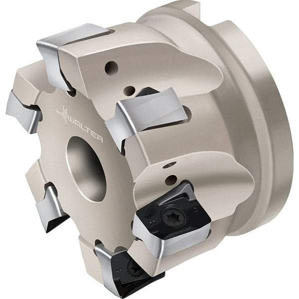 Walter - 4 Inserts, 50mm Cut Diam, 22mm Arbor Diam, Indexable Square-Shoulder Face Mill - 0° Lead Angle, 40mm High, Through Coolant, Series F4041-B1-LN1307 - Apex Tool & Supply