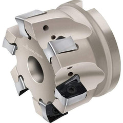 Walter - 4 Inserts, 50mm Cut Diam, 22mm Arbor Diam, Indexable Square-Shoulder Face Mill - 0° Lead Angle, 40mm High, Through Coolant, Series F4041-B1-LN1307 - Apex Tool & Supply