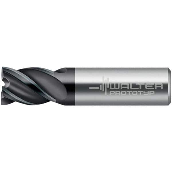 Walter-Prototyp - 8mm, 9mm LOC, 8mm Shank Diam, 44mm OAL, 4 Flute, Solid Carbide Square End Mill - TiAlN Finish, 45° Helix, Right Hand Cut, Right Hand Flute, Series MC321-A-4-S - Apex Tool & Supply
