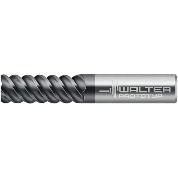 Walter-Prototyp - 10mm, 22mm LOC, 10mm Shank Diam, 72mm OAL, 6 Flute, Solid Carbide Square End Mill - TiAlN Finish, 60° Helix, Right Hand Cut, Right Hand Flute, Series MC129-A-6-B - Apex Tool & Supply