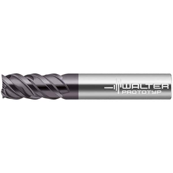 Walter-Prototyp - 10mm, 22mm LOC, 10mm Shank Diam, 72mm OAL, 4 Flute, Solid Carbide Square End Mill - TiAlN Finish, 50° Helix, Right Hand Cut, Right Hand Flute, Series MC326-A-B - Apex Tool & Supply