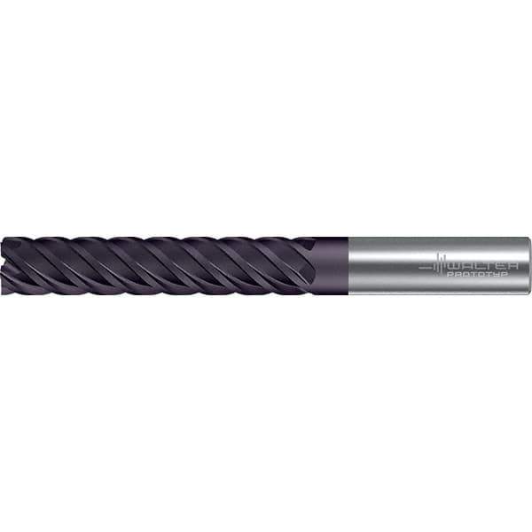 Walter-Prototyp - 25mm, 45mm LOC, 25mm Shank Diam, 121mm OAL, 5 Flute, Solid Carbide Square End Mill - TiAlN Finish, 45° Helix, Right Hand Cut, Right Hand Flute, Series MC122-W-B - Apex Tool & Supply