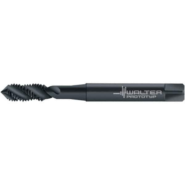 Walter-Prototyp - M18x1.50 DIN 374 4 Flute 6H Semi-Bottoming Spiral Flute Tap - High Speed Steel, Steam Oxide Finish, 110mm OAL, Right Hand Flute, Right Hand Thread, 16.430, Series TC115-MF-L0 - Apex Tool & Supply