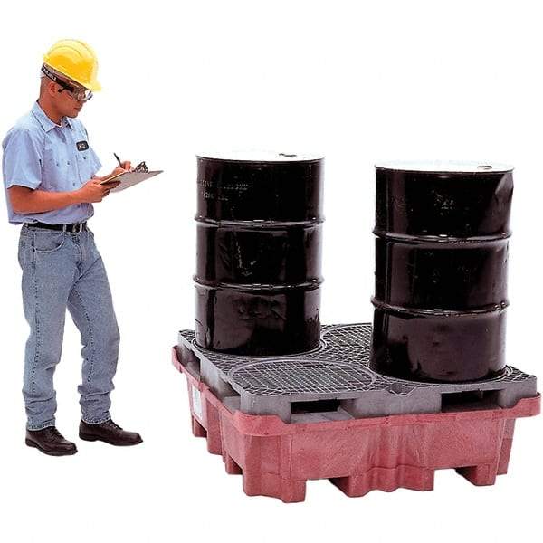 UltraTech - 85 Gal Sump, 6,500 Lb Capacity, 4 Drum, Polyethylene Ultra-Spill King w/Drum Pallet, No Drain - 51" Long x 51" Wide x 17-1/2" High, 2x2 Drum Configuration - Apex Tool & Supply