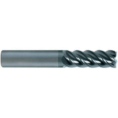 SGS - 20mm, 5 Flute, Single End, Solid Carbide, 0.2362" Corner Radius End Mill - 150mm OAL, 45° Helix, 20mm LOC, Right Hand Cut - Apex Tool & Supply