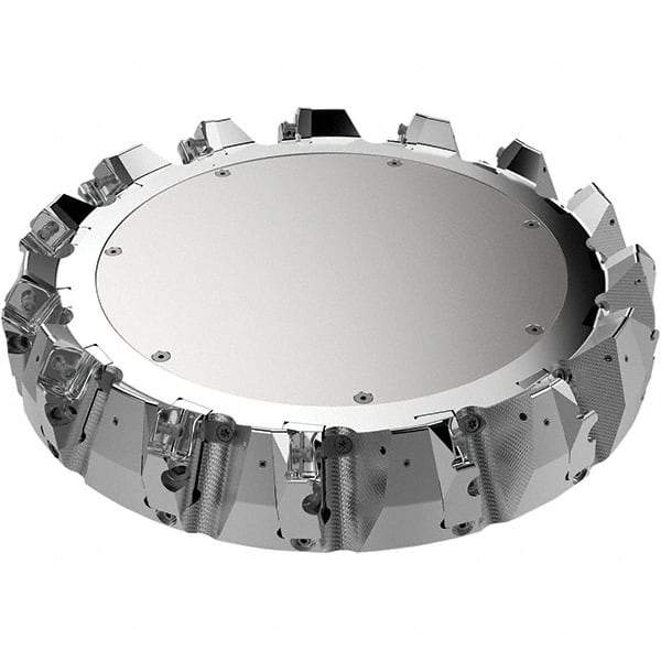 Seco - 12.4" Cut Diam, 2.36" Arbor Hole, 9mm Max Depth of Cut, 48° Indexable Chamfer & Angle Face Mill - 14 Inserts, Right Hand Cut, 14 Flutes, Through Coolant, Series R220.54 - Apex Tool & Supply