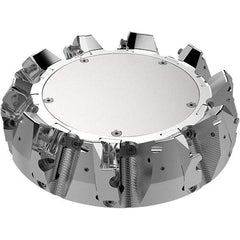 Seco - 7.87" Cut Diam, 2.36" Arbor Hole, 9mm Max Depth of Cut, 48° Indexable Chamfer & Angle Face Mill - 9 Inserts, Right Hand Cut, 9 Flutes, Through Coolant, Series R220.54 - Apex Tool & Supply