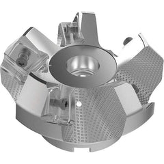 Seco - 3.15" Cut Diam, 1" Arbor Hole, 9mm Max Depth of Cut, 48° Indexable Chamfer & Angle Face Mill - 5 Inserts, Right Hand Cut, 5 Flutes, Through Coolant, Series R220.54 - Apex Tool & Supply