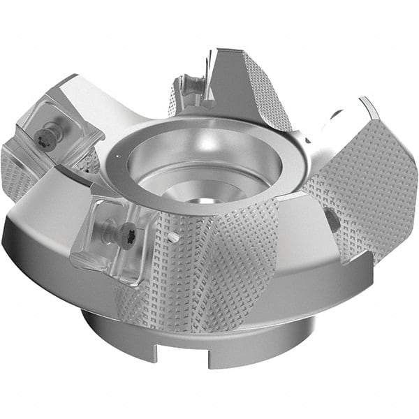 Seco - 100mm Cut Diam, 32mm Arbor Hole, 9mm Max Depth of Cut, 48° Indexable Chamfer & Angle Face Mill - 5 Inserts, 63 Insert, Right Hand Cut, 5 Flutes, Through Coolant, Series R220.54 - Apex Tool & Supply
