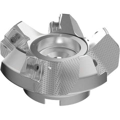 Seco - 100mm Cut Diam, 32mm Arbor Hole, 9mm Max Depth of Cut, 48° Indexable Chamfer & Angle Face Mill - 5 Inserts, 63 Insert, Right Hand Cut, 5 Flutes, Through Coolant, Series R220.54 - Apex Tool & Supply