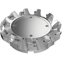 Seco - 160mm Cut Diam, 40mm Arbor Hole, 9mm Max Depth of Cut, 48° Indexable Chamfer & Angle Face Mill - 11 Inserts, 63 Insert, Right Hand Cut, 11 Flutes, Through Coolant, Series R220.54 - Apex Tool & Supply