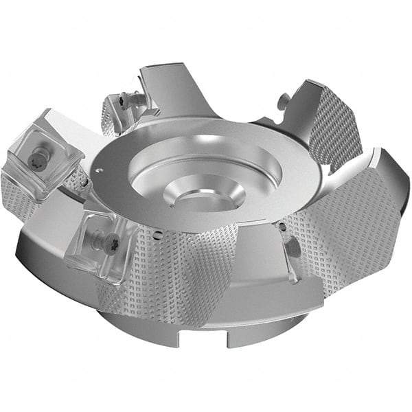 Seco - 125mm Cut Diam, 40mm Arbor Hole, 9mm Max Depth of Cut, 48° Indexable Chamfer & Angle Face Mill - 6 Inserts, 63 Insert, Right Hand Cut, 6 Flutes, Through Coolant, Series R220.54 - Apex Tool & Supply
