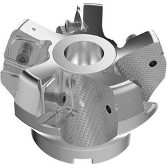 Seco - 3.15" Cut Diam, 1" Arbor Hole, 11mm Max Depth of Cut, 71° Indexable Chamfer & Angle Face Mill - 5 Inserts, Right Hand Cut, 5 Flutes, Through Coolant, Series R220.56 - Apex Tool & Supply