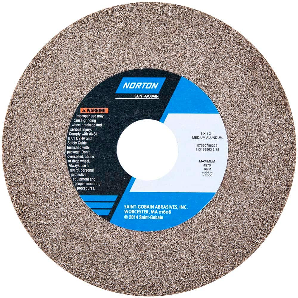 Norton - Bench & Pedestal Grinding Wheels Wheel Diameter (Inch): 5 Hole Size (Inch): 1 - Apex Tool & Supply