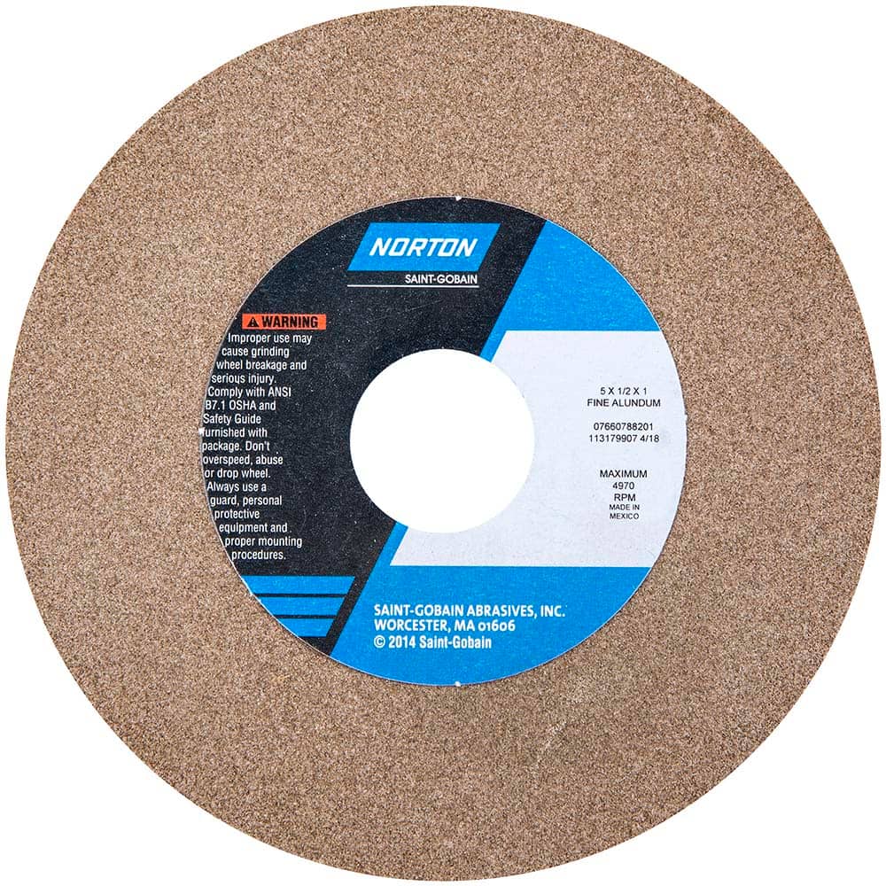 Norton - Bench & Pedestal Grinding Wheels Wheel Diameter (Inch): 5 Hole Size (Inch): 1 - Apex Tool & Supply