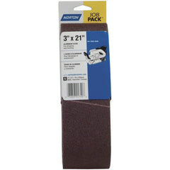 Norton - 3" Wide x 21" OAL, 220 Grit, Aluminum Oxide Abrasive Belt - Apex Tool & Supply
