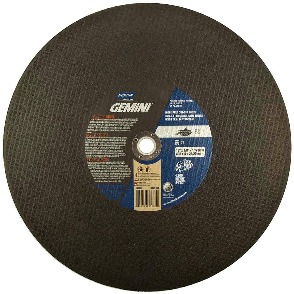 Norton - 16 x 1/8, 1" Hole 24 Grit Aluminum Oxide Cutoff Wheel - Apex Tool & Supply