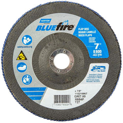Norton - 7" 80 Grit 7/8" Center Hole Type 27 Zirconia Alumina Flap Disc - Apex Tool & Supply