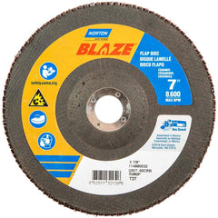 Norton - 7" 60 Grit 7/8" Center Hole Type 27 Ceramic Alumina Flap Disc - Apex Tool & Supply