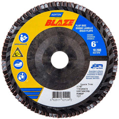 Norton - 6" 60 Grit 7/8" Center Hole Type 27 Ceramic Alumina Flap Disc - Apex Tool & Supply