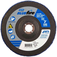 Norton - 7" 40 Grit 7/8" Center Hole Type 27 Zirconia Alumina Flap Disc - Apex Tool & Supply