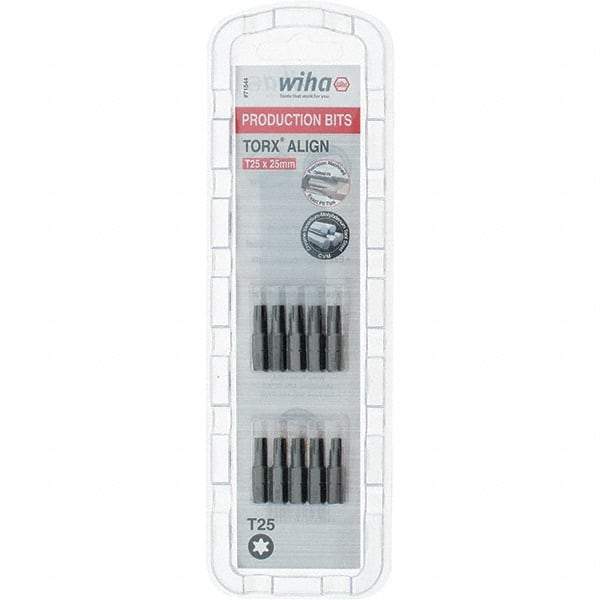Wiha - 1/4" Drive T25 Torx Screwdriver Bit - 1" OAL, Insert Bit - Apex Tool & Supply