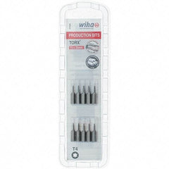 Wiha - 1/4" Drive T4 Torx Screwdriver Bit - 1" OAL, Insert Bit - Apex Tool & Supply