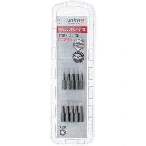 Wiha - 1/4" Drive T20 Torx Screwdriver Bit - 1" OAL, Insert Bit - Apex Tool & Supply