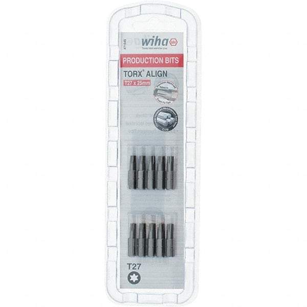 Wiha - 1/4" Drive T27 Torx Screwdriver Bit - 1" OAL, Insert Bit - Apex Tool & Supply