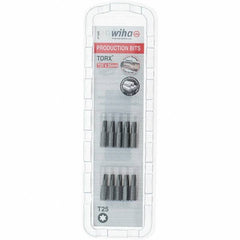 Wiha - 1/4" Drive T25 Torx Screwdriver Bit - 1" OAL, Insert Bit - Apex Tool & Supply