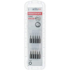 Wiha - 1/4" Drive T3 Torx Screwdriver Bit - 1" OAL, Insert Bit - Apex Tool & Supply