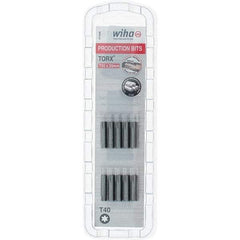 Wiha - 1/4" Drive T40 Torx Screwdriver Bit - 1" OAL, Insert Bit - Apex Tool & Supply