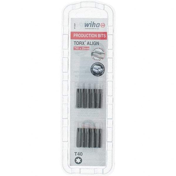 Wiha - 1/4" Drive T40 Torx Screwdriver Bit - 1" OAL, Insert Bit - Apex Tool & Supply