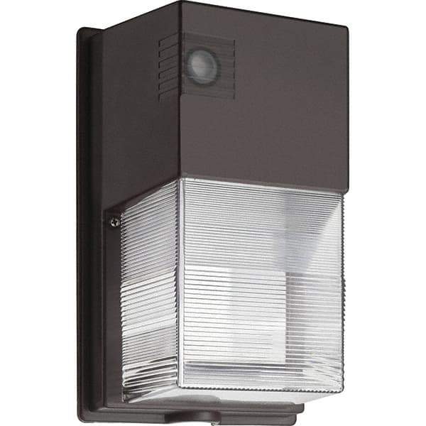 Lithonia Lighting - 18 Watt, Medium Lamp Base LED Wall Pack Light Fixture - 17" Diam Wide x 11" High x 5-1/4" Deep, Wall Mount, Aluminum Housing - Apex Tool & Supply