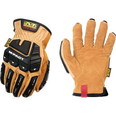 Mechanix Wear - Size 2XL, ANSI Cut Lvl A9, Genuine Leather Cut & Puncture Resistant Gloves - Elastic Cuff, Black, Paired - Apex Tool & Supply