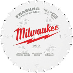 Milwaukee Tool - 10-1/4" Diam, 5/8" Arbor Hole Diam, 28 Tooth Wet & Dry Cut Saw Blade - Tungsten Carbide-Tipped, Framing Action, Standard Round Arbor - Apex Tool & Supply