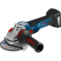 Bosch - 4-1/2" Wheel Diam, 9,000 RPM, Cordless Angle & Disc Grinder - 5/8-11 Spindle, 18 Volts, 6.3 Amps - Apex Tool & Supply