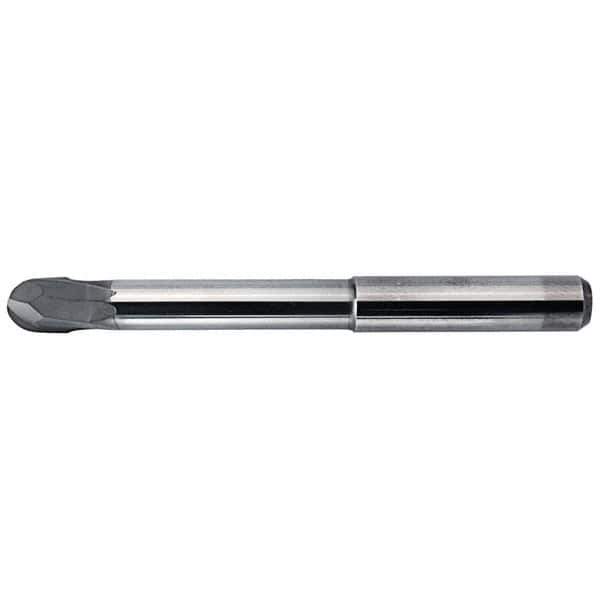 Kennametal - 3mm Diam, 3mm LOC, 2 Flute Solid Carbide Ball End Mill - AlTiN Finish, Single End, 70mm OAL, 6mm Shank Diam, Ball Flute - Apex Tool & Supply