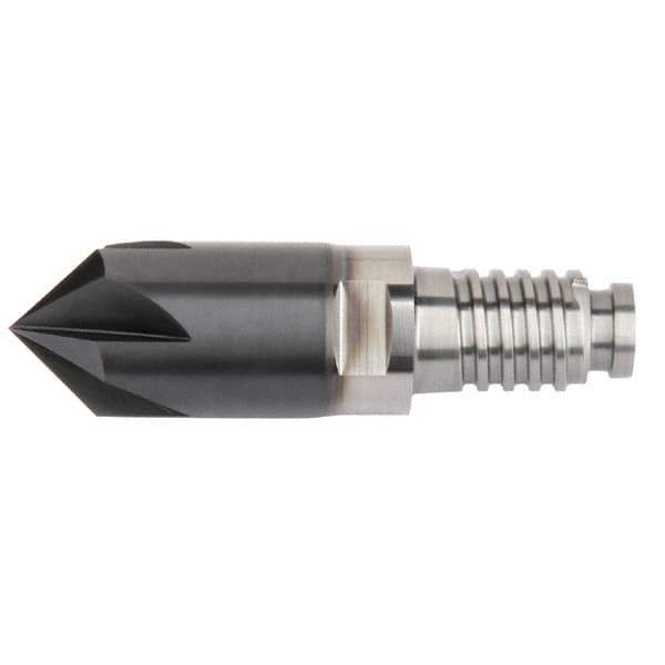 Kennametal - 10mm Diam, 2mm LOC, 4mm Chamfer Width, 4 Flute 60° Corner Chamfer - Solid Carbide, AlTiN Finish, Duo-Lock 10 Connection, Spiral Flute, 0° Helix - Apex Tool & Supply