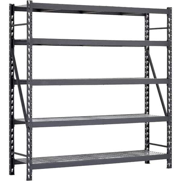 Edsal - 5 Shelf Starter Unit Wire Deck Open Steel Shelving - 7,500 Lb Capacity, 90" Wide x 90" High x 24" Deep, Black - Apex Tool & Supply