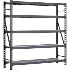 Edsal - 5 Shelf Starter Unit Wire Deck Open Steel Shelving - 7,500 Lb Capacity, 90" Wide x 90" High x 24" Deep, Black - Apex Tool & Supply