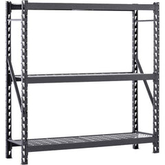 Edsal - 3 Shelf Starter Unit Wire Deck Open Steel Shelving - 4,500 Lb Capacity, 77" Wide x 72" High x 24" Deep, Black - Apex Tool & Supply