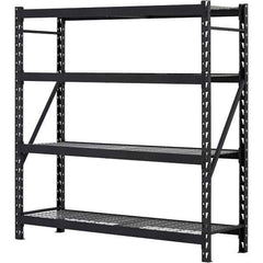 Edsal - 4 Shelf Starter Unit Wire Deck Open Steel Shelving - 6,000 Lb Capacity, 77" Wide x 78" High x 24" Deep, Black - Apex Tool & Supply