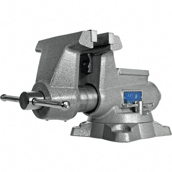 Wilton - 6-1/2" Jaw Width, 6-1/2" Opening Capacity, 4-3/8" Throat Depth, Iron Swivel Bench Vise - Double Lockdown Base Attachment, Anvil, 19-19/64" Long x 11" Wide x 9-13/32" High - Apex Tool & Supply