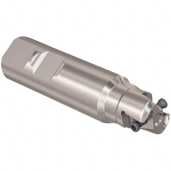 Seco - 1" Cut Diam, 12mm Max Depth of Cut, 1" Shank Diam, 4" OAL, Indexable Square Shoulder Slot Milling End Mill - LOEX12 Inserts, Weldon Shank, 90° Lead Angle, Through Coolant, Series 217.94-12 - Apex Tool & Supply