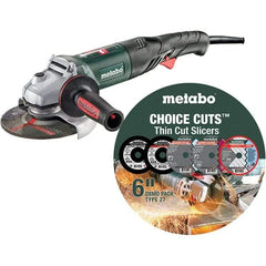 Metabo - 6" Wheel Diam, 9,600 RPM, Corded Angle & Disc Grinder - 5/8-11 Spindle, 120 Volts, 13.2 Amps - Apex Tool & Supply