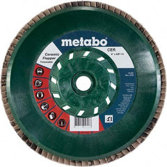 Metabo - 40 Grit, 6" Disc Diam, 5/8-11 Center Hole, Type 29 Ceramic Flap Disc - 10,200 Max RPM, Plastic Backing, Arbor Attaching System, Coated - Apex Tool & Supply