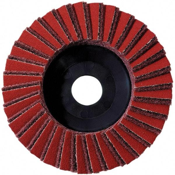 Metabo - 40 Grit, 5" Disc Diam, 7/8" Center Hole, Type 29 Aluminum Oxide Flap Disc - 12,225 Max RPM, Fiberglass Backing, Arbor Attaching System, Coated & Non-Woven Combo - Apex Tool & Supply